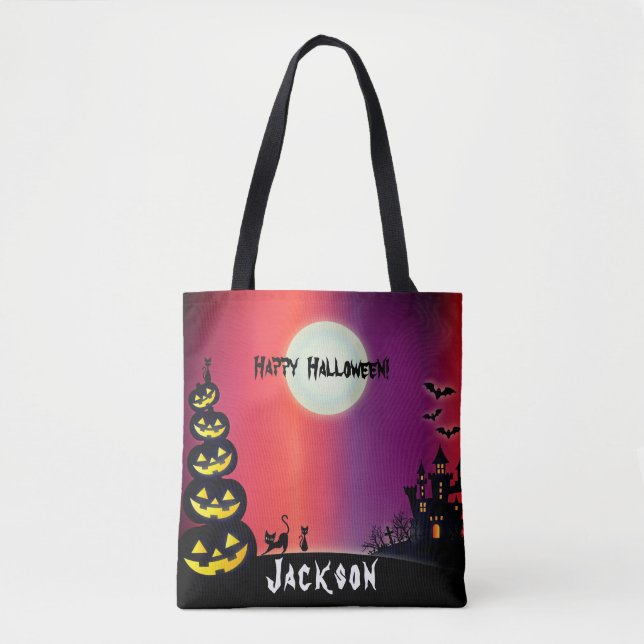 Bolsa Tote Casa Assombrada de Halloween Assustadora    (Frente)