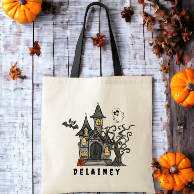 Bolsa Tote Casa Assombrada do Trick Treat do Halloween (Criador carregado)