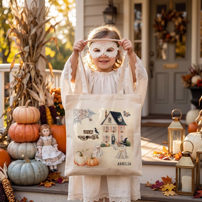 Bolsa Tote Casa Assombrada Fantasiosa Fantasmas Halloween  (Criador carregado)