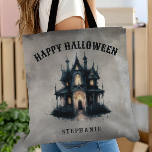 Bolsa Tote Casa Assombrada Gótica Vitoriana Feliz Halloween