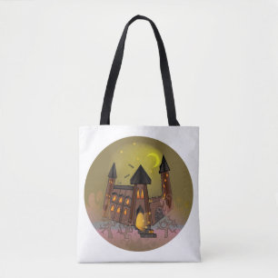 Bolsa Tote Casa das bruxas do Dia das Bruxas e castelo dos va