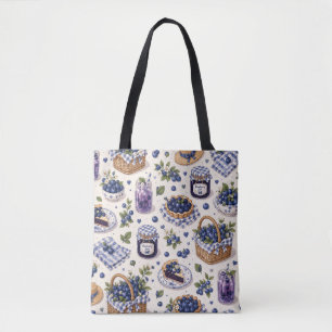 Bolsa Tote Casa de Campo de Piquenique de Mirtilo Azul Fofo