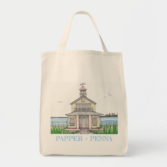 Bolsa Tote Casa de Praia; Sacola de Compras (Frente)