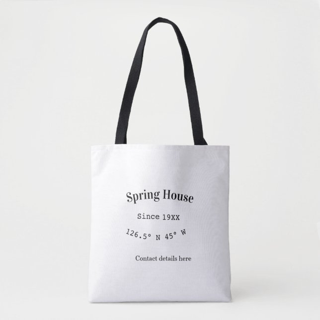 Bolsa Tote Casa de primavera etc. Data ano coordenadas person (Frente)