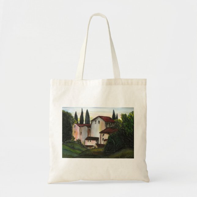 Bolsa Tote Casa de Pueblo Dibujo Toscana itália (Frente)