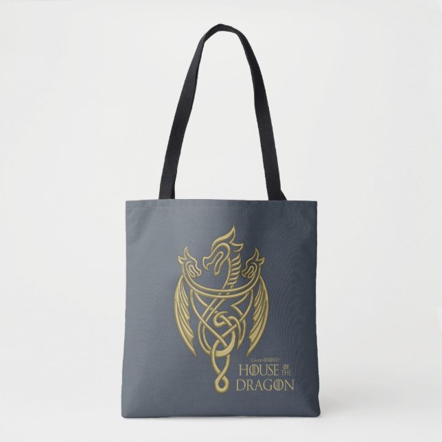 Bolsa Tote CASA DO DRAGÃO | Ouro Filigree Dragon Crest (Frente)