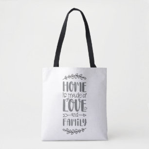 Bolsa Tote Casa é feita de amor e família, amor bonito, sopro