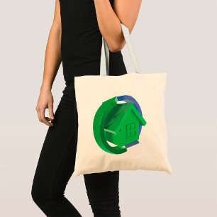 Bolsa Tote Casa Ecológica Verde com Setas Circulares