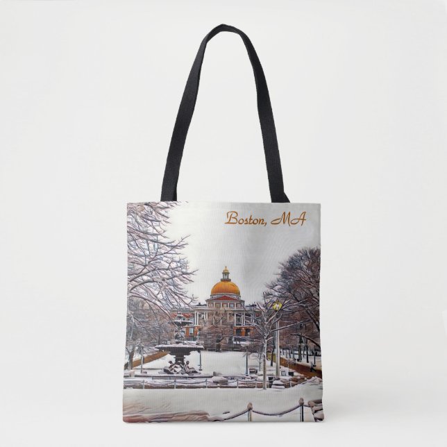 Bolsa Tote Casa Estadual de Boston no inverno (Frente)