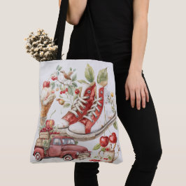 Bolsa Tote Casaco de Ganga com Cerejas de Verão Doce