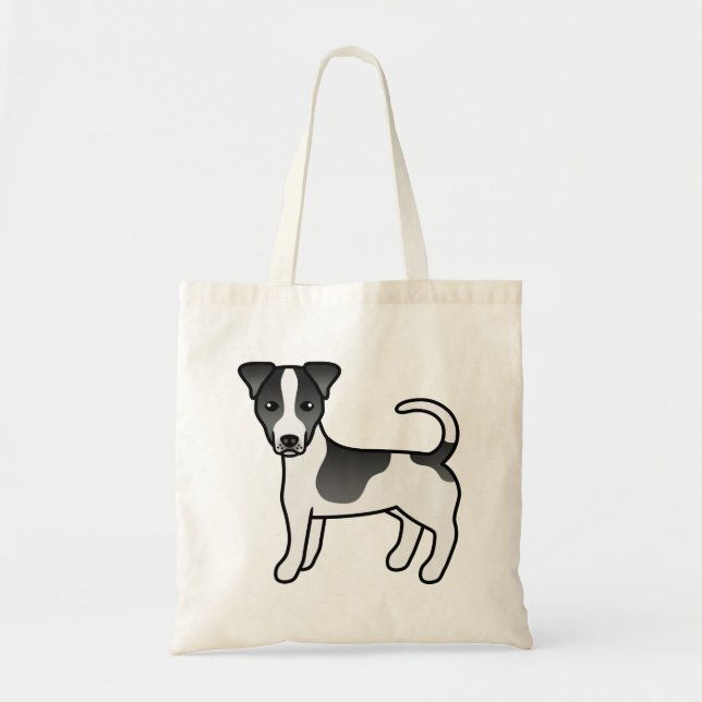 Bolsa Tote Casaco preto e branco Jack Russell Terrier Cão (Frente)