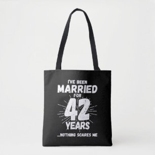 Bolsa Tote Casais Casados há 42 Anos Engraçado 42º Aniversári