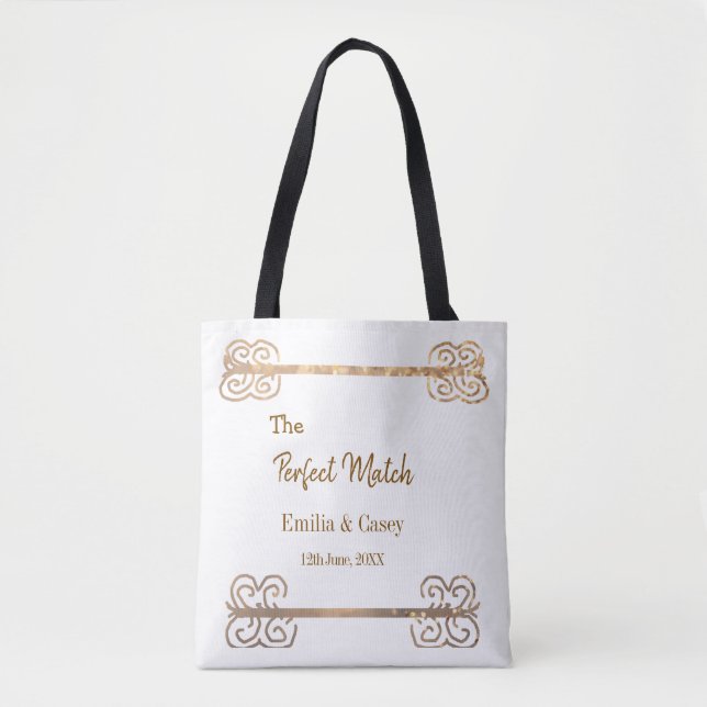 Bolsa Tote Casais com brilho dourado vintage perfeito (Frente)