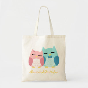 Bolsa Tote Casal bonito da coruja