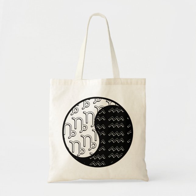 Bolsa Tote Casal Capricorn Aquarius yin yang zodiac (Frente)