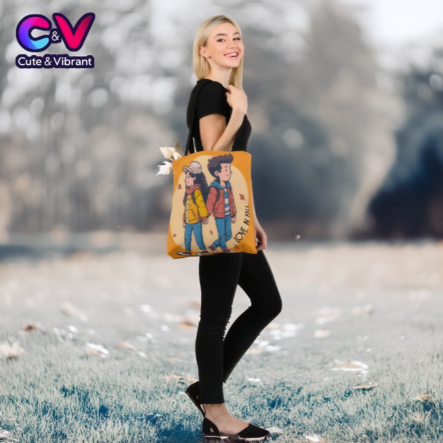 Bolsa Tote Casal com as mãos caminhando juntas no outono (Criador carregado)