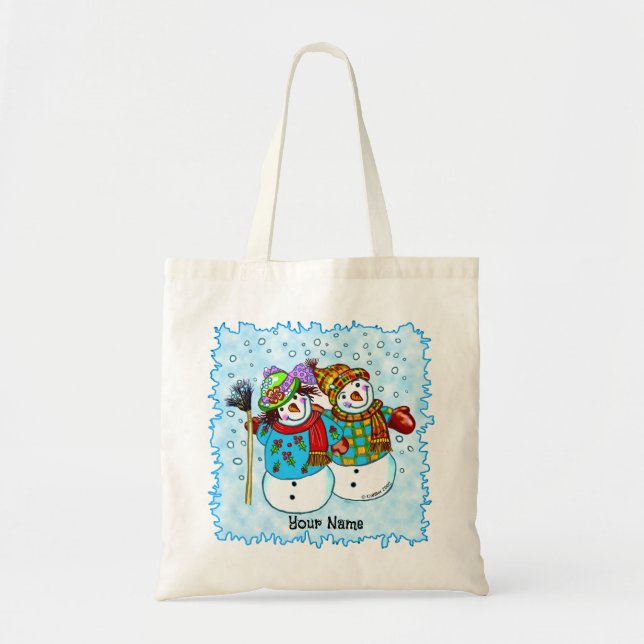 Bolsa Tote Casal de Boneco de Neve (Frente)