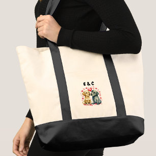 Bolsa Tote Casal de cachorros fofos iniciais