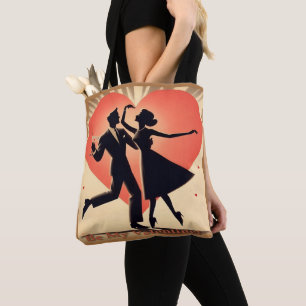 Bolsa Tote Casal de dança de Namorados moderno do meio século