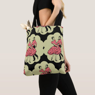 Bolsa Tote Casal de dança quadrada em saídas de verificação v