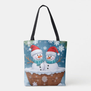 Bolsa Tote Casal de Natal Snowman