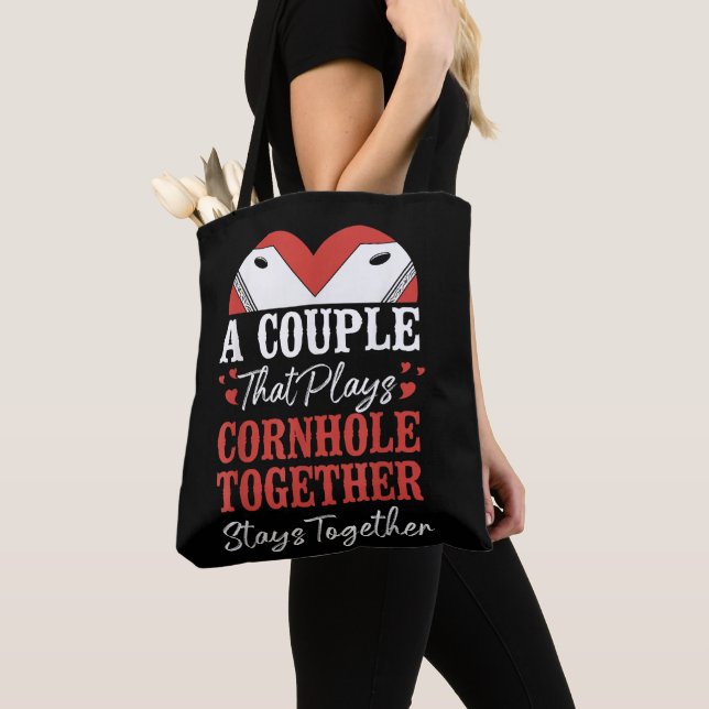 Bolsa Tote Casal do Leitor de Banda do Cornhole (Close Up)