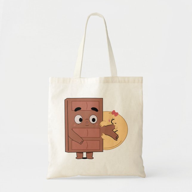 Bolsa Tote Casal Engraçado Adorava Choco Comendo Pancake (Frente)