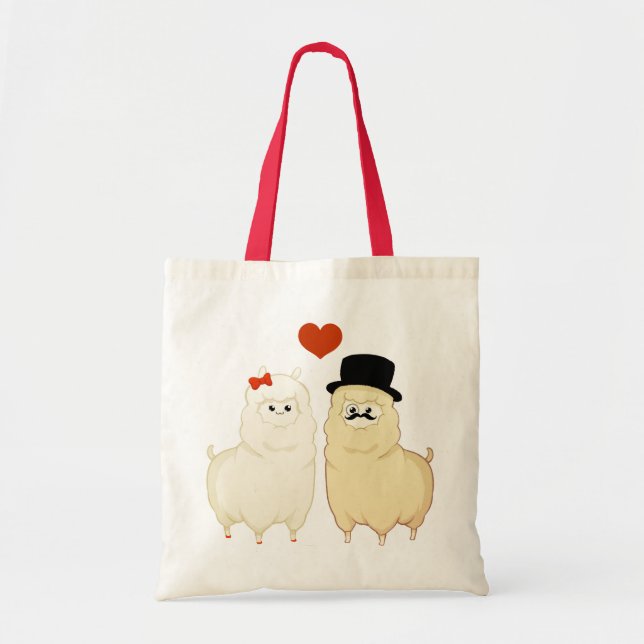Bolsa Tote Casal extravagante bonito da alpaca (Frente)