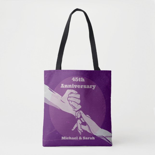 Bolsa Tote Casal romântico de aniversário de cliente de mãos  (Frente)