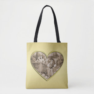 Bolsa Tote Casal Vintage Romance, homem e mulher, ouro