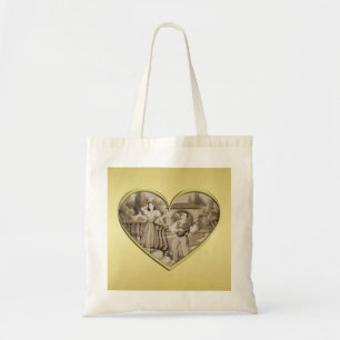 Bolsa Tote Casal Vintage Romance, homem e mulher, ouro