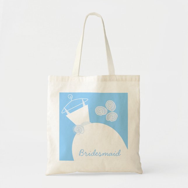 Bolsa Tote Casamento Azul-Cabelo 'Bridesmaid' (Frente)
