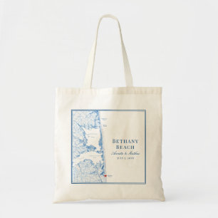 Bolsa Tote Casamento Azul do Mapa de Bethany Beach Delaware