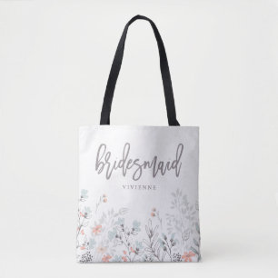 Bolsa Tote Casamento Botânico Blue Boho Bridesmaid
