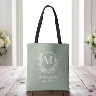 Bolsa Tote Casamento Botânico de Paixão Verde de Monograma Sa