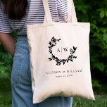 Bolsa Tote Casamento Botânico do Monograma de Crest do Elegan<br><div class="desc">A bolsa de tote de Casamento Botânico Elegante Monograma Crest Foto de Casamento Botânico apresenta uma bela tipografia clássica,  emparelhada com um crescente botânico desenhado à mão.</div>