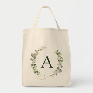 Bolsa Tote Casamento Botânico Eucalyptus Monograma Greenery