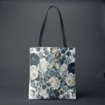 Bolsa Tote Casamento Botânico Floral Moderno Azul Escuro e Br<br><div class="desc">Personalize com ou sem texto.</div>