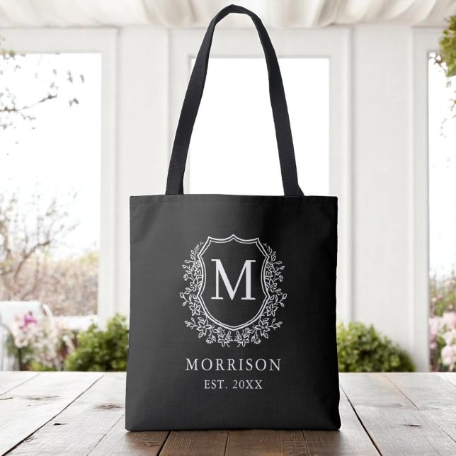 Bolsa Tote Casamento Botânico Moderno do Paixão Negro Monogra (Criador carregado)