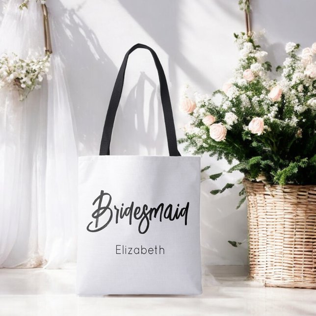 Bolsa Tote Casamento Branco Negro de Bridesmaid (Criador carregado)