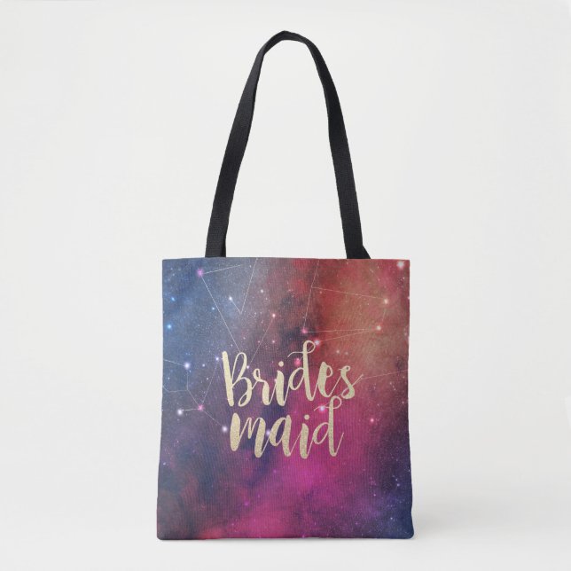Bolsa Tote Casamento Bridesmaid Stars Sky Galaxy Constelações (Frente)
