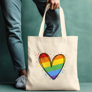 Bolsa Tote Casamento Cardíaco LGBTQ do Orgulho Rainbow