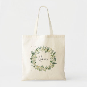 Bolsa Tote Casamento/Chá de panela de Snowberry+Eucalyptus