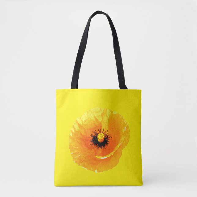 Bolsa Tote Casamento com Abstrato Flor Amarelo Brilhante (Frente)