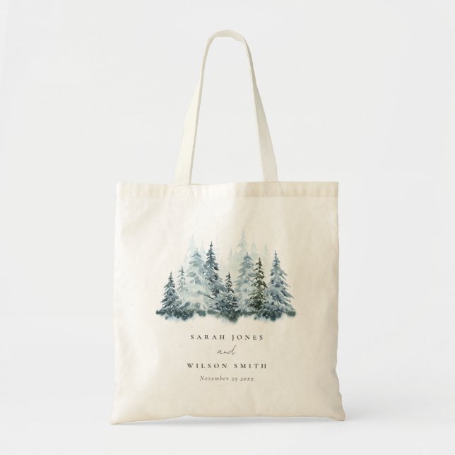 Bolsa Tote Casamento com pinheiro da Floresta de Inverno da N (Frente)