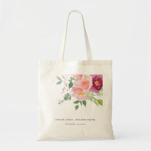 Bolsa Tote Casamento com Rosa de Aquarela Rosa Blush Burgundy