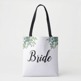 Bolsa Tote casamento com verde de eucalipto