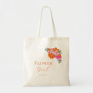 Bolsa Tote Casamento da Flor Floral Laranja Brilhante