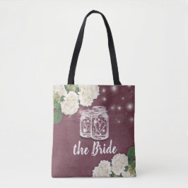 Bolsa Tote Casamento da Noiva Mason Jar Hydrangea String Ligh