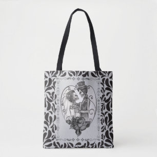 Bolsa Tote Casamento Dança do Casal Esqueleto Amor